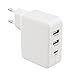 Produktbild Eurosell - Smart USB + USB-C Schnellladegerät Universal 3fach Ladegerät - Steckernetzteil Netzteil 3er USB Stromversorgung - 4.8 A USB - EU DE weiss