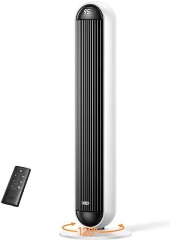 Dreo Tower Fan and Heater Combo, 29.2ft/s Standing Fans for Bedroom, 17 Levels, 6 Modes, 120° Oscillation, 42 Inch, 12H Timer, 25dB Quiet, with Remote, for Office, Large Room, White