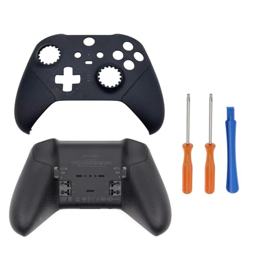Hzxkqmil Carcasa de Repuesto Cáscara Placas Frontales y Panel Inferior para Xbox Elite Series 2 Controller, Negro, con Destornillador