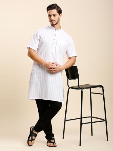 Image of Rajubhai Hargovindas Green Khadi Half Sleeve Kurta