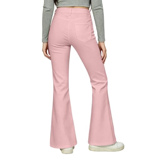 JiXiang Flare Pants Girls High Waist Slim Fit Y2K Bell Bottoms Stretchy Fashion Trouser Stretch Cute Streetwear with Pockets - image 6