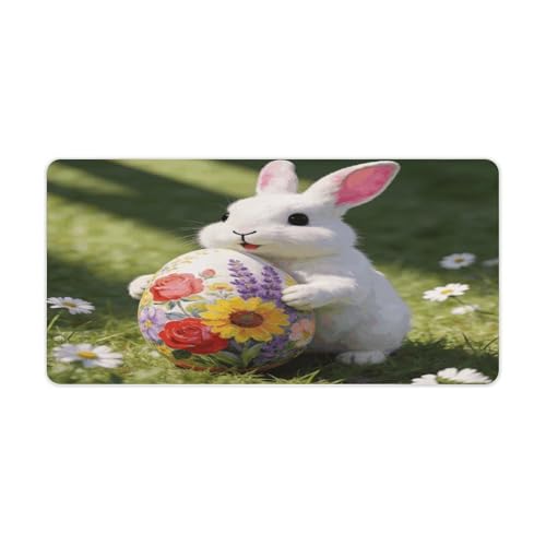 Bunny Floral Eggs Desk Pad impermeable grande 30x60cm miniatura 1