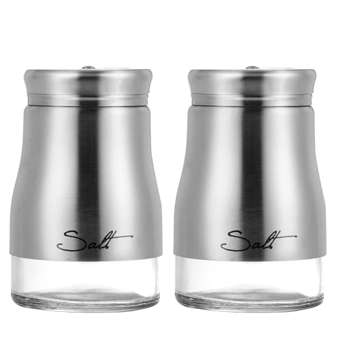 SUPVOX Set 2 Pezzi Spargispezie e Saliera in Vetro con Coperchio in Acciaio Inossidabile, Barattoli Ermetici per Sale, Pepe e Condimenti da Cucina, Dimensioni Compatte per Uso Quotidiano