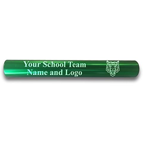 Hat Shark Custom Green Aluminum Track and Field Relay Baton Personalized Gift - Your Team Name and Logo Engraved Cover