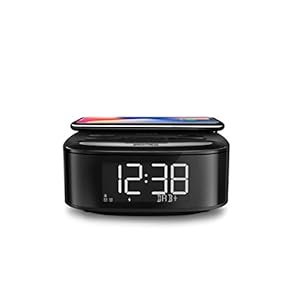 Philips R7705/10 Klokradio, DAB+/FM Radio (Bluetooth, Dubbel alarm, Sleeptimer, Automatische Tijdsynchronisatie, Batterij als Back-up, Draadloze Telefoonopladere)