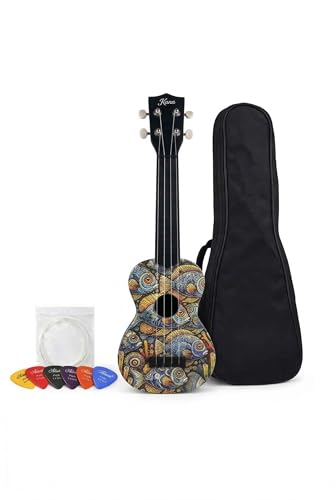 Balık desenli kapaklı soprano ukulele