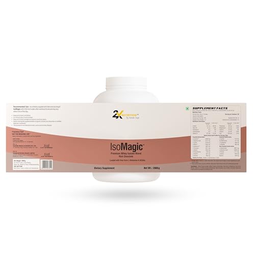 Image of 2X Nutrition Premium Whey Isolate Blend ISOMAGIC | 27.7 g Protein per serving | Low Fat (0.7g) & Carbs (3g) | Added free-form BCAA & L-Glutamine | Faster Muscle Growth & Recovery