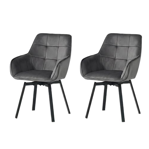 CLIPOP Esszimmerstühle 2er Drehbar Set mit Armlehne, Samt Polsterstuhl Gepolstert Sitz Küchenstuhl Drehstuhl Armlehnenstuhl für Esszimmer Wohnzimmer Büro (2er Set, Samt Dunkelgrau) CLIPOP Esszimmerstühle 2er Drehbar Set mit Armlehne, Samt Polsterstuhl Gepolstert Sitz Küchenstuhl Drehstuhl Armlehnenstuhl für Esszimmer Wohnzimmer Büro (2er Set, Samt Dunkelgrau)