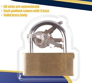 Primes DIY Brass Padlock Heavy Duty Small Large Outdoor Safety Security Shackle Lock Locker,Backpack,Tool Box with 3 Keys (20mm)