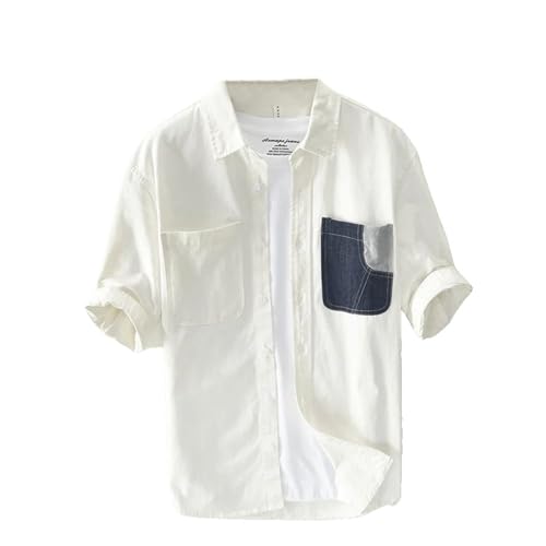 Chemise d'été décontractée homme en coton à manches mi-longues