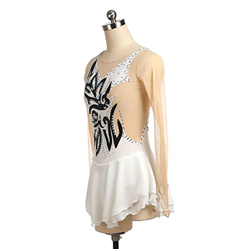 Robe de patinage blanc 3XL avec strass pour spectacle de danse et gymnastique - 5