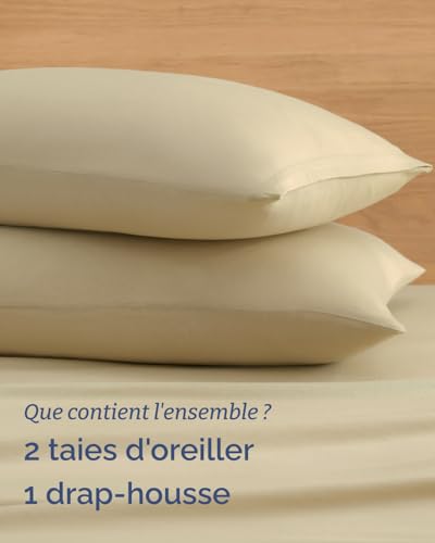 Drap-Housse Jersey Coton 140x200 pour des nuits douces en beige - 5