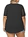DOLNINE Plus Size Lace Tops Womens Chic Going Out Pleated Tees Lightweight V Neck Shirts Black 3XL