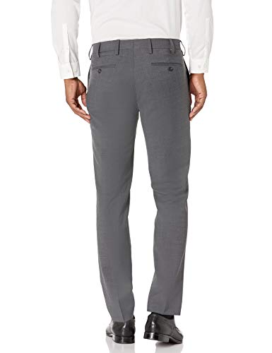 Louis Raphael Luxe Men's Slim Fit Flat Front Stretch Wool Blend Dress Pant, Charcoal, 30W X 32L #TOP1