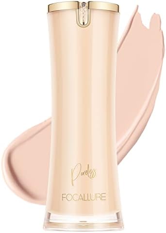 FOCALLURE PerfectBase Lasting Poreless Liquid Foundation, Medium to Full Coverage with Matte Finish, Covers Blemishes & Under-Eye Circles for All Skin Types, CP01 ALABASTER