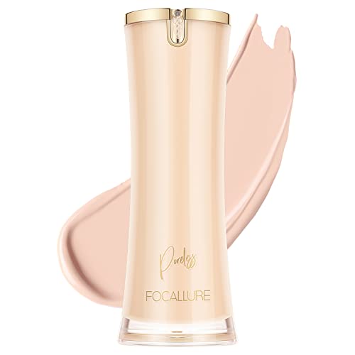 Focallure Perfectbase Lasting Poreless Liquid Foundation, Medium To Full Coverage With Matte Finish, Covers Blemishes & Under-Eye Circles For All Skin Types, Cp01 Alabaster #TOP4