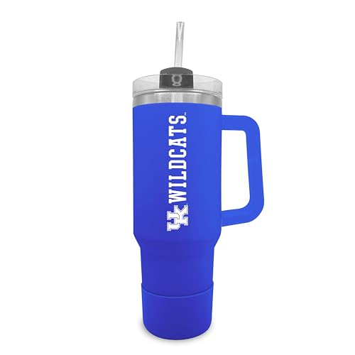 Image of Campus Colors College & University 40 oz Travel Tumbler With Handle - Dual Option Lid With Straw - Vacuum Insulated Stainless Steel (Kentucky Wildcats - Royal)