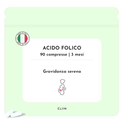 CLIIN® Acido Folico Made in Italy Integratore Alimentare 90 compresse | Vivi serenamente la tua Gravidanza, Regola la tua attività ormonale per una Gravidanza Futura