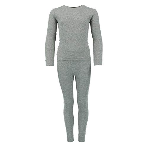 Kid's Waffle Thermal Long Underwear 2-Piece Set, 16, Grey