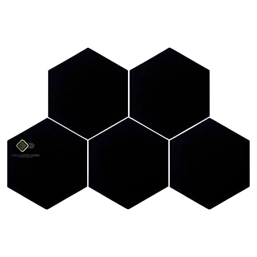 Image of YGM Acoustic Foams Professional Hexagon Acoustic Foam Panels, Absorption Panel, 12 X 12 X 1 inch High Density Edge Wall Tiles for Acoustic Treatment (Black, Set of 10)