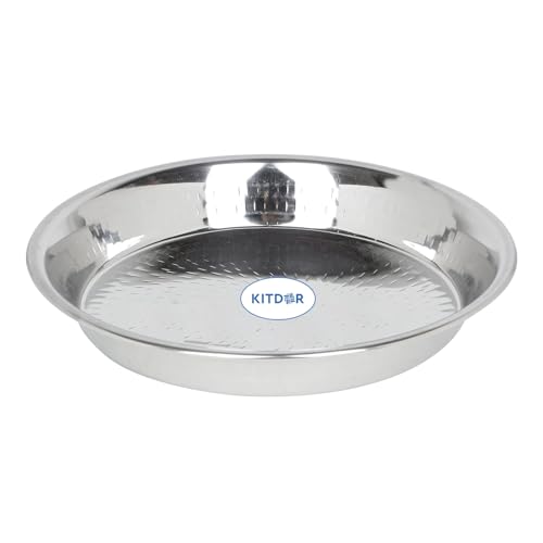Image of Stainless Steel Atta Parat for Dough Kneading | Multipurpose Hammered Parat for Serving, Mixing & Storing | Fancy Dough Bowl for Kitchen and Organizing Veggies (Hammered, Regular)