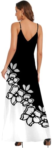 Image of Women's Maxi Sunflower Dresses Sleeveless Long Tie Dye Dress Casual Sundresses with Pockets