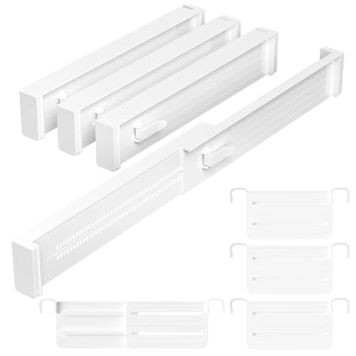 Ravytha Organizer Armadio o Desktop, Divisori per Cassetti Regolabili, Separatori per Cassetti, Separatore Divisore, per Cucina, Bagno, Camera da Letto, Cassettiera, Ufficio (bianco)