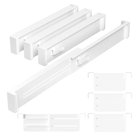 Ravytha Divisores de Organizador Cajones, Separadores de Cajon Ajustables, Separador Organizadores de Cajón, Divisor Cajones Expansible, para Cocina, Cómoda, Baño, Dormitorio, Oficina (blanco)