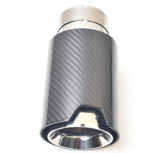 Punta de escape de fibra de carbono sarga y acero inoxidable con corte biselado negro brillo