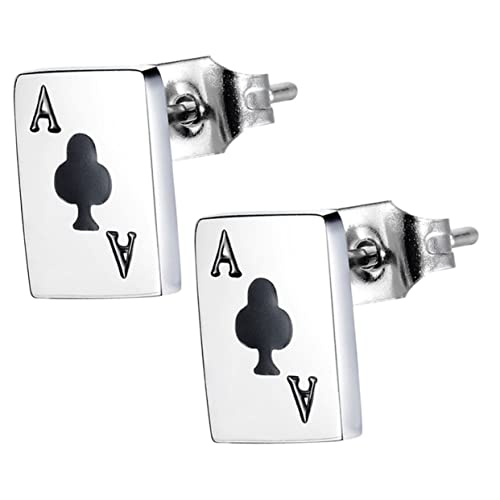 COSMEVIVI Playing Card Poker Stud Earrings Stainless Steel Creative Design Women Ear Decorations Fashion Jewelry for Girls Casual Wear Club a Pattern
