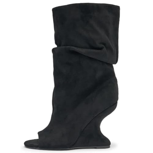 Rhineshell Slouchy Peep-Toe Wedge Boot