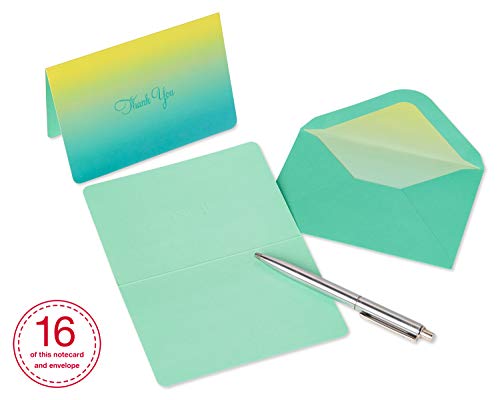 Image of Papyrus Thank You Cards with Envelopes, Teal Ombre (16-Count)
