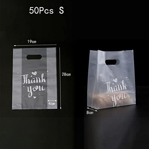 Transparent Plastic Thank You Gift Bags with Handle Christmas Wedding Party Favor Candy Cake Baking Wrapping Shopping Bag (B-S)