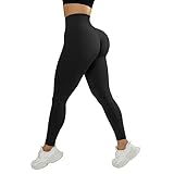 MOSHENGQI Seamless Workout Leggings for Women Butt Lifting High Waisted Tummy Control Yoga Pants(M,008-Black-tummy Control)