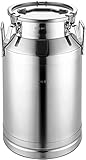 WDSOPK Bidón De Leche De Acero Inoxidable 304 con Tapa Sellada Y Asa De Transporte, Resistente, para Almacenar Y Transportar Líquidos Y Sólidos, 20 L.(68 litros)