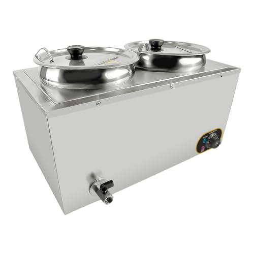 MOOTACO Bain Marie Speisenwärmer Wasserbad Gastro aus Edelstahl, 11Lx2, Behälter mit Deckel, Buffetwärmer, verstellbar 30 °C – 85 °C, – Bild 3