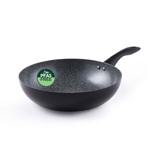 Progress Marble Ceramic Stir-Fry Pan 28 Cm, Non-Stick Wok Pan