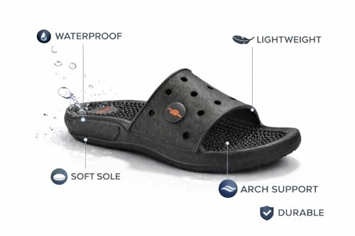 Image of Bata Men's Massage Slippers, Grey, Textured Footbed, Perforated Design (Grey, UK7 (Olive, UK Footwear Size System, Adult, Men, Numeric, Medium, 6)