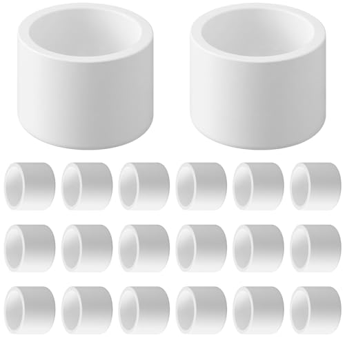 Image of 20 Packs 1-1 /4 Inch PVC Pipe End Cap, Fitting 1.66 inch OD Schedule 40 Furniture Grade, 1-1 /4 inch PVC Pipe Plug for DIY Furniture, Garden Shelf, White