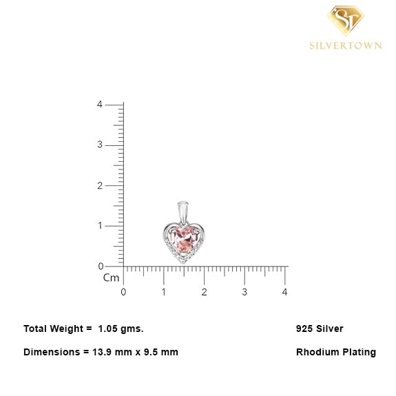 Image of SILVERTOWN 925 Silver Celestial Grace Heart Pendant Necklace | Hallmarked | White Rhodium Plated | Gift For Women and Girls