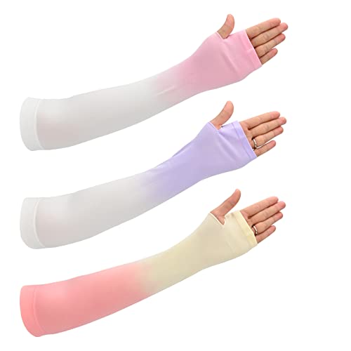 3 Paia Manicotti Braccio Protezione UV Raffreddamento Manicotti Braccio Gradiente Protezione Solare Estiva Copri Braccio per Uomo Donna Copri Tatuaggio Unisex per Sport Aperta Ciclismo Guida Corsa (B)