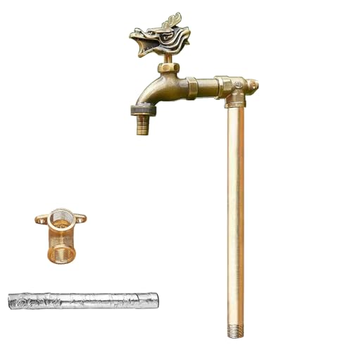 Vertical Garden Water Column with Faucet - Outdoor Brass Watering Column, Antifreeze for Garden Irrigation & Washing, 39in Gold Finish, Durable & Stylish Garden Accessory.