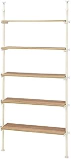 イケア 突っ張り棚: 空間を有効活用するシンプルな収納ソリューション 2 Hagihara KTR-3156WH Open Shelf Rack, Tension, Woodgrain Shelf, 5 Tiers, Width 35.4 inches 90 cm, Stepless Adjustment, Natural x White
