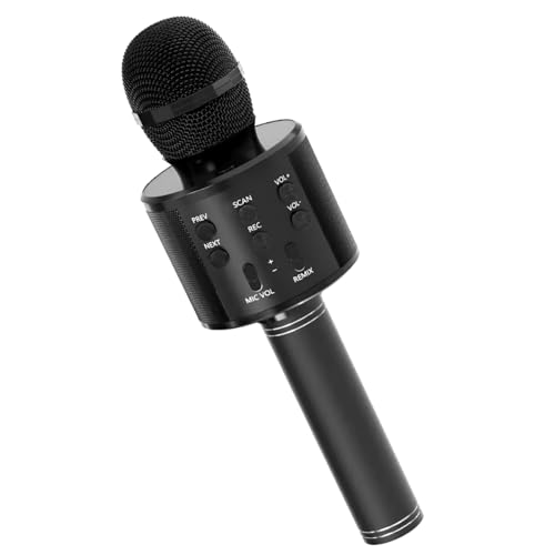 Bocinas, Electronics Raganet, Micrófono De Karaoke Inalámbrico con Bluetooth Y Bocina, para Niños y Adultos (Black)