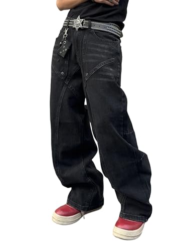 Amazon.com: DFGIGT Mens Baggy Jeans Patchwork Y2k Hip Hop