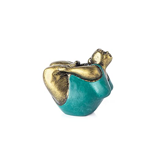 Estatua Decorativa Mujer Yoga Pose Resin Verde Dorado 4" miniatura 5