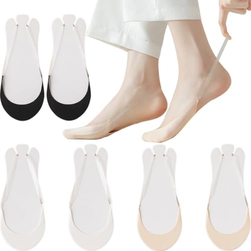 COYUN 3 Paia Calzini Fantasmini Donna, Invisibili Salvapiede Traspiranti Slingback Calze Mezze Calze con Gel Antiscivolo, Adatto per Tacchi alti Mocassini Sneaker Scarpe da Barca