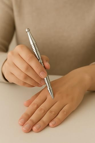 Image of Stainless Steel Acupressure Massage Tool, Therapeutic Design, Reflexology Point Stimulator