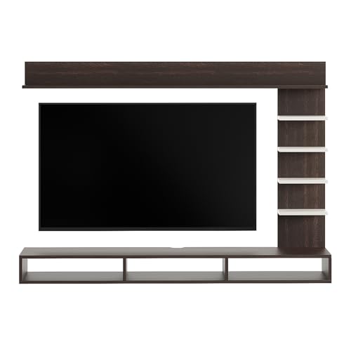 Image of FURNEASER Eplus Engineered Wood Wall Mount TV Unit /TV Stand /TV Cabinet /TV Entertainment Unit /Set Top Box Stand (Ideal for 50-55 Inch) (D.I.Y) (Wenge & White)