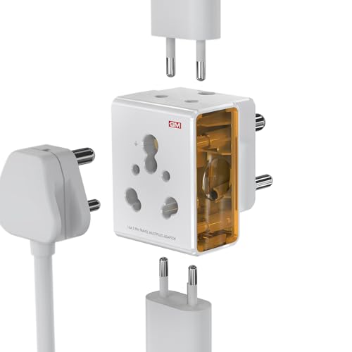 GM 3050 16 AMP 3 Pin Multi Plug Travel Adaptor Suitable for Class I and II Electrical Appliances
